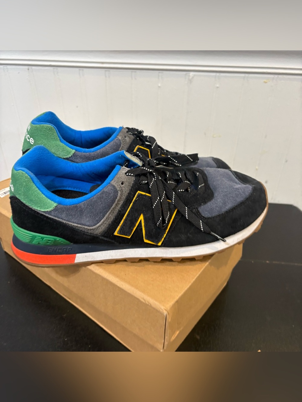 New Balance 574 'Black Varsity Green' (ML574GF2) sneakers Size 11.5 Mens